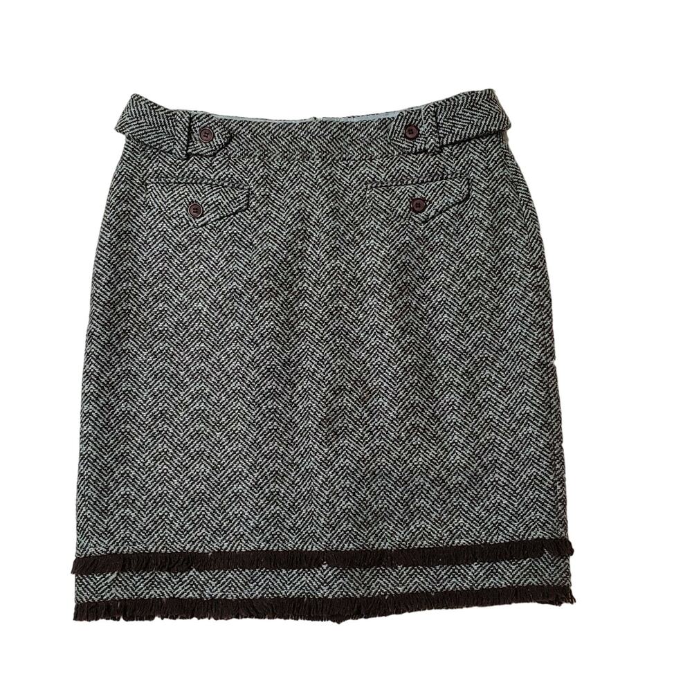Vtg "Bushwacker" Mini Skirt Women Size 2 EU 8 Herringbone Tweed A-line Lined